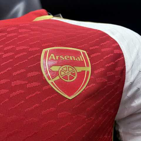 Arsenal Red Gold Shield Player Edition Soccer Football Jersey 2023-24
