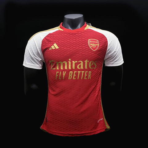 Arsenal Red Gold Shield Player Edition Soccer Football Jersey 2023-24