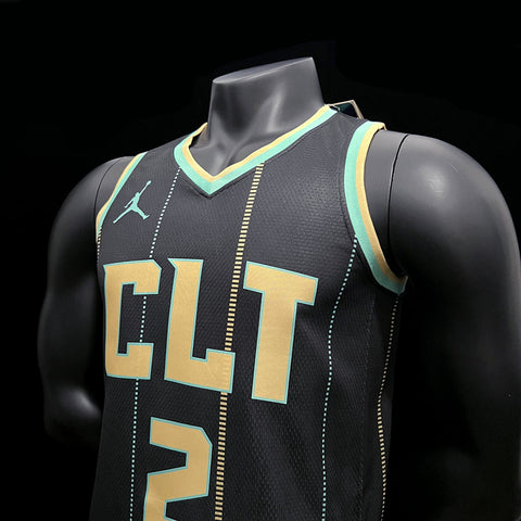 Charlotte Hornets Ball #2 Black NBA Jersey City Version