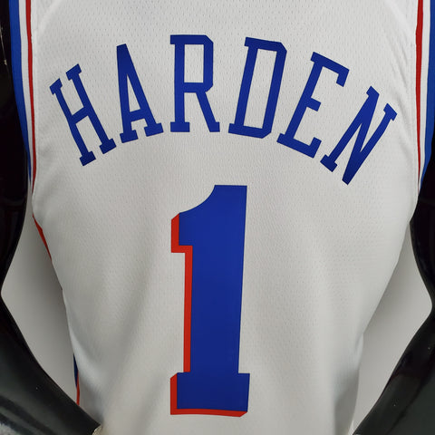 Philadelphia 76ers Harden #1 White NBA Jersey V-Neck