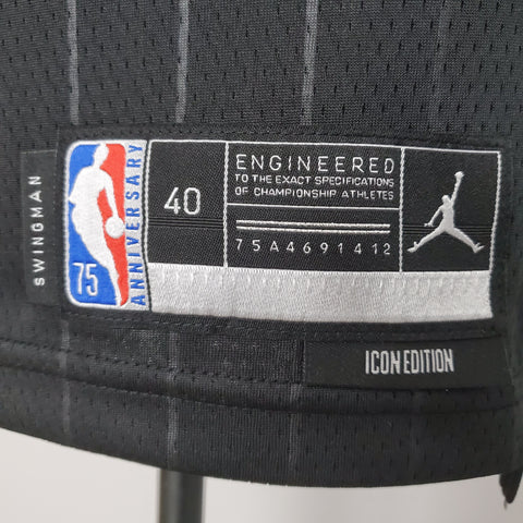 Chicago Bulls Rodman#91 Flyers Black NBA Jersey 75th Anniversary