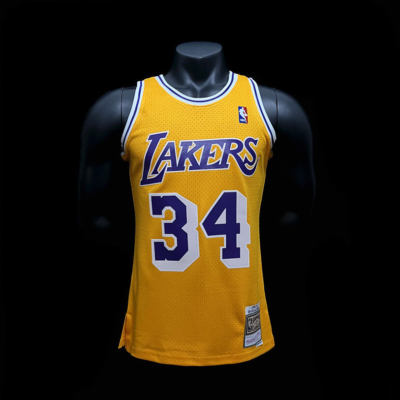 Los Angeles Lakers O'Neal #34 Yellow Retro NBA Jersey