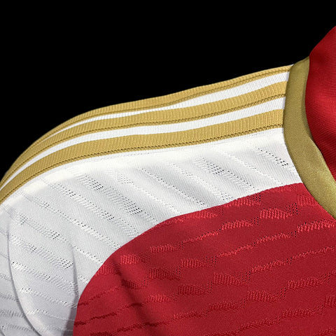 Arsenal Red Gold Shield Player Edition Soccer Football Jersey 2023-24
