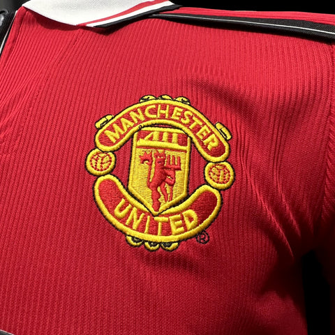 Manchester United Retro Home Football Soccer Long Sleeve Jersey 1998-99