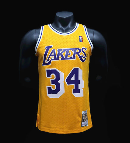 Los Angeles Lakers O'Neal #34 Yellow Retro NBA Jersey