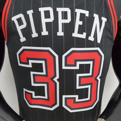Chicago Bulls Pippen#33 Flyers Black NBA Jersey 75th Anniversary