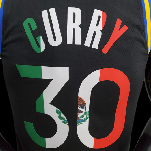 75th Anniversary Curry #30 Black NBA Jersey Mexico Edition