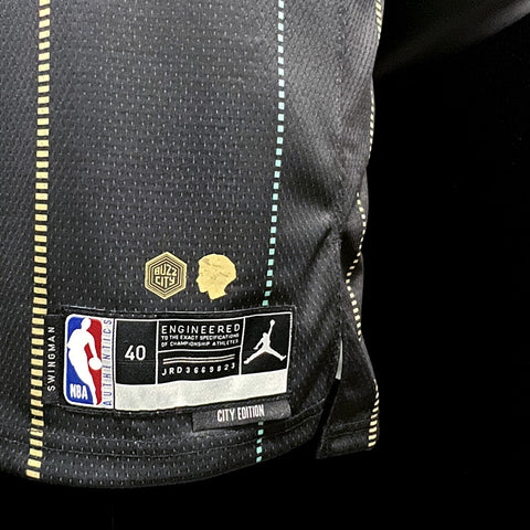Charlotte Hornets Ball #1 Black NBA Jersey City Version