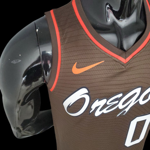 Maglia Portland LILLARD#0 Brown  NBA Jersey Trail Blazers City Edition