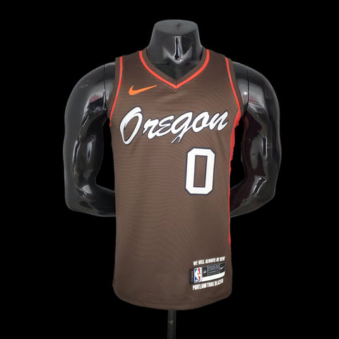 Maglia Portland LILLARD#0 Brown  NBA Jersey Trail Blazers City Edition