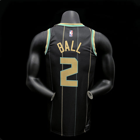 Charlotte Hornets Ball #2 Black NBA Jersey City Version