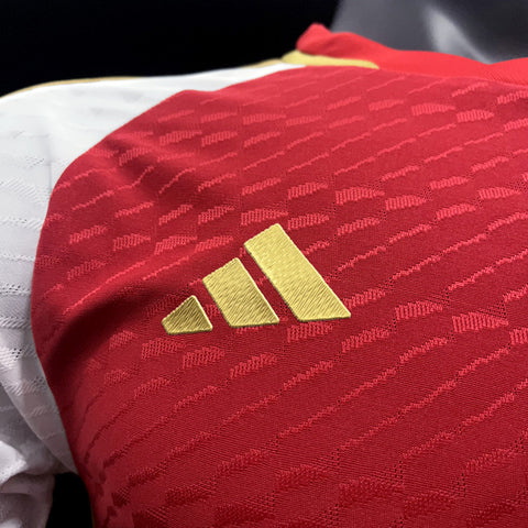 Arsenal Red Gold Shield Player Edition Soccer Football Jersey 2023-24