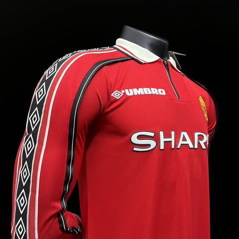 Manchester United Retro Home Football Soccer Long Sleeve Jersey 1998-99
