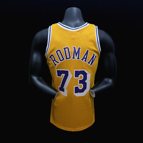 Los Angeles Lakers Rodman #73 Yellow Retro NBA Jersey