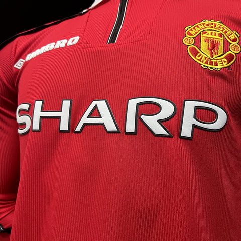 Manchester United Retro Home Football Soccer Long Sleeve Jersey 1998-99