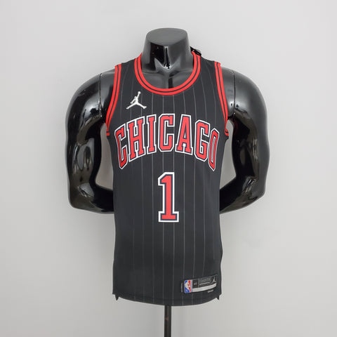 Chicago Bulls Rose #1  Flyers Black  NBA Jersey 75th Anniversary