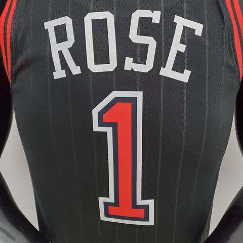 Chicago Bulls Rose #1  Flyers Black  NBA Jersey 75th Anniversary