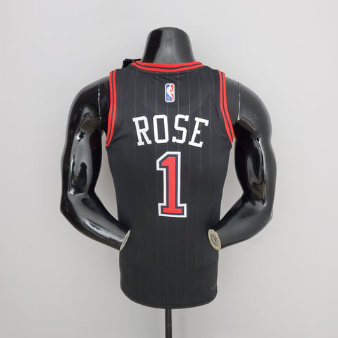 Chicago Bulls Rose #1  Flyers Black  NBA Jersey 75th Anniversary