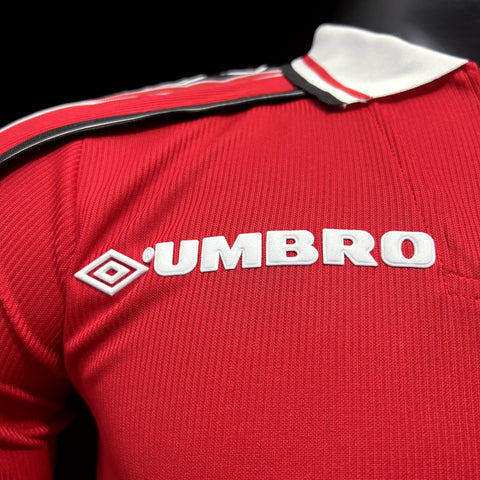 Manchester United Retro Home Football Soccer Long Sleeve Jersey 1998-99