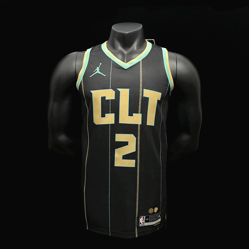 Charlotte Hornets Ball #2 Black NBA Jersey City Version