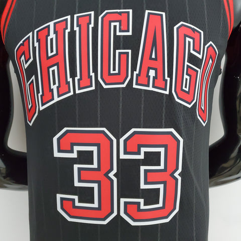 Chicago Bulls Pippen#33 Flyers Black NBA Jersey 75th Anniversary