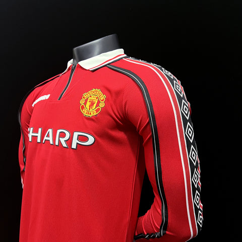 Manchester United Retro Home Football Soccer Long Sleeve Jersey 1998-99