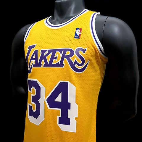 Los Angeles Lakers O'Neal #34 Yellow Retro NBA Jersey