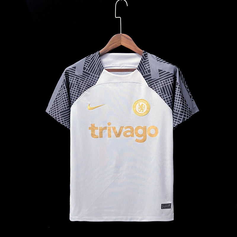 Chelsea White Grey Training Soccer Football Training Kit 2023-24