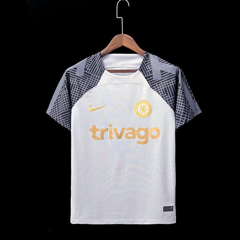 Chelsea White Grey Training Soccer Football Training Kit 2023-24