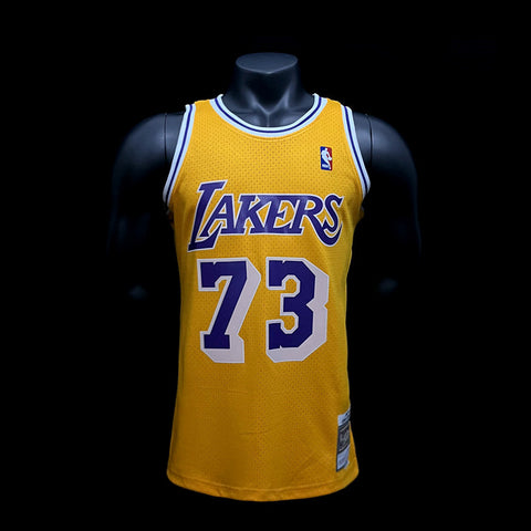 Los Angeles Lakers Rodman #73 Yellow Retro NBA Jersey