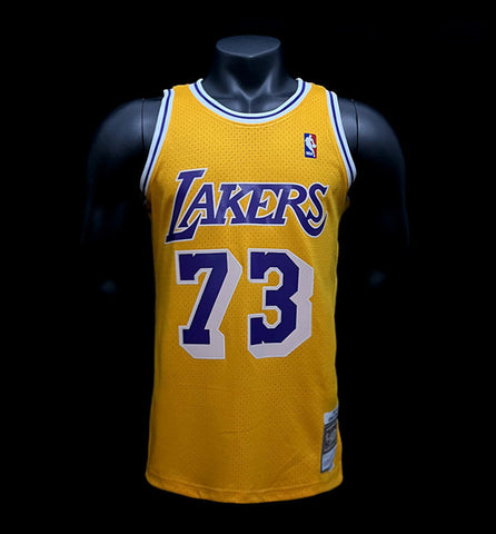 Los Angeles Lakers Rodman #73 Yellow Retro NBA Jersey