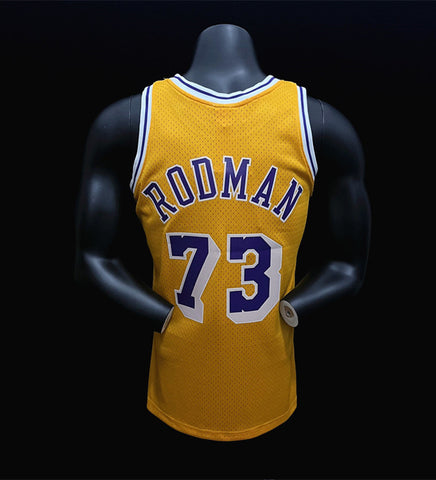 Los Angeles Lakers Rodman #73 Yellow Retro NBA Jersey