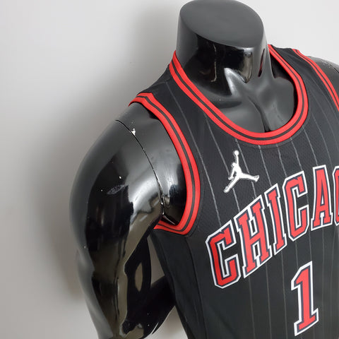 Chicago Bulls Rose #1  Flyers Black  NBA Jersey 75th Anniversary