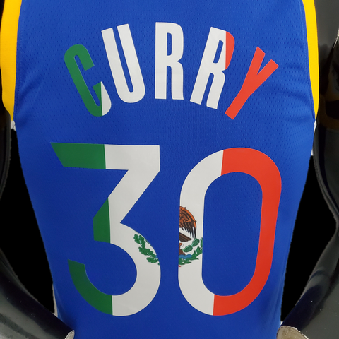 75th Anniversary Curry #30 Blue NBA Jersey Mexico Edition