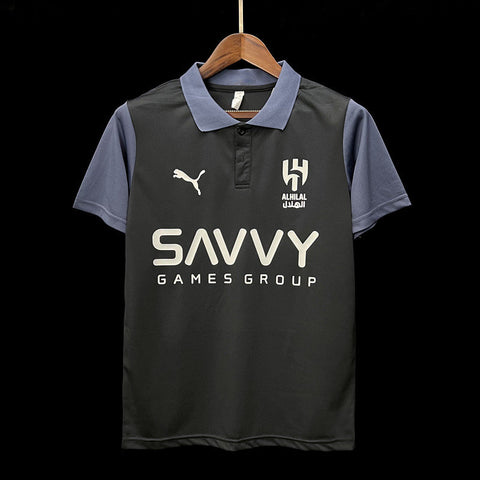 Al Hilal Polo Black Soccer Football Jersey 2023-24