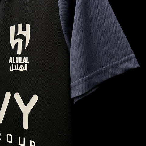 Al Hilal Polo Black Soccer Football Jersey 2023-24