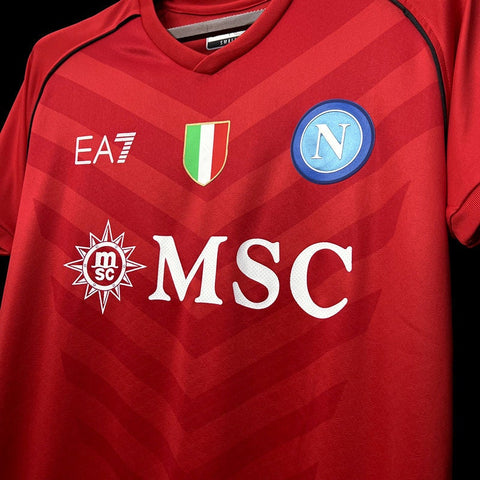 Napoli Red Goalie Shirt Football Jersey Kit 2023/24